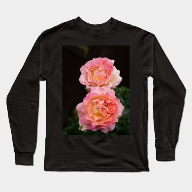 Pink rachel two rose flowers in bloom Long Sleeve T-Shirt by fantastic-designs